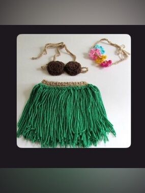 Handmade Crochet Hula Costume Set (6 months)